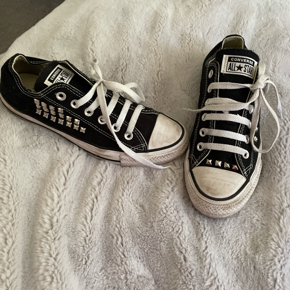 SOLD!!!!!    Studded upcycled converse. Womens size 8.